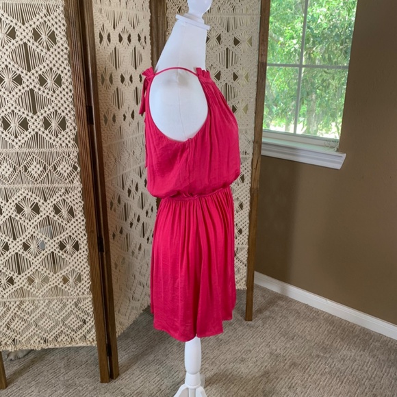 Trixxi Francesca's Shayla Satin Mini Dress halter ruffle pink size small NWT - Picture 4 of 12